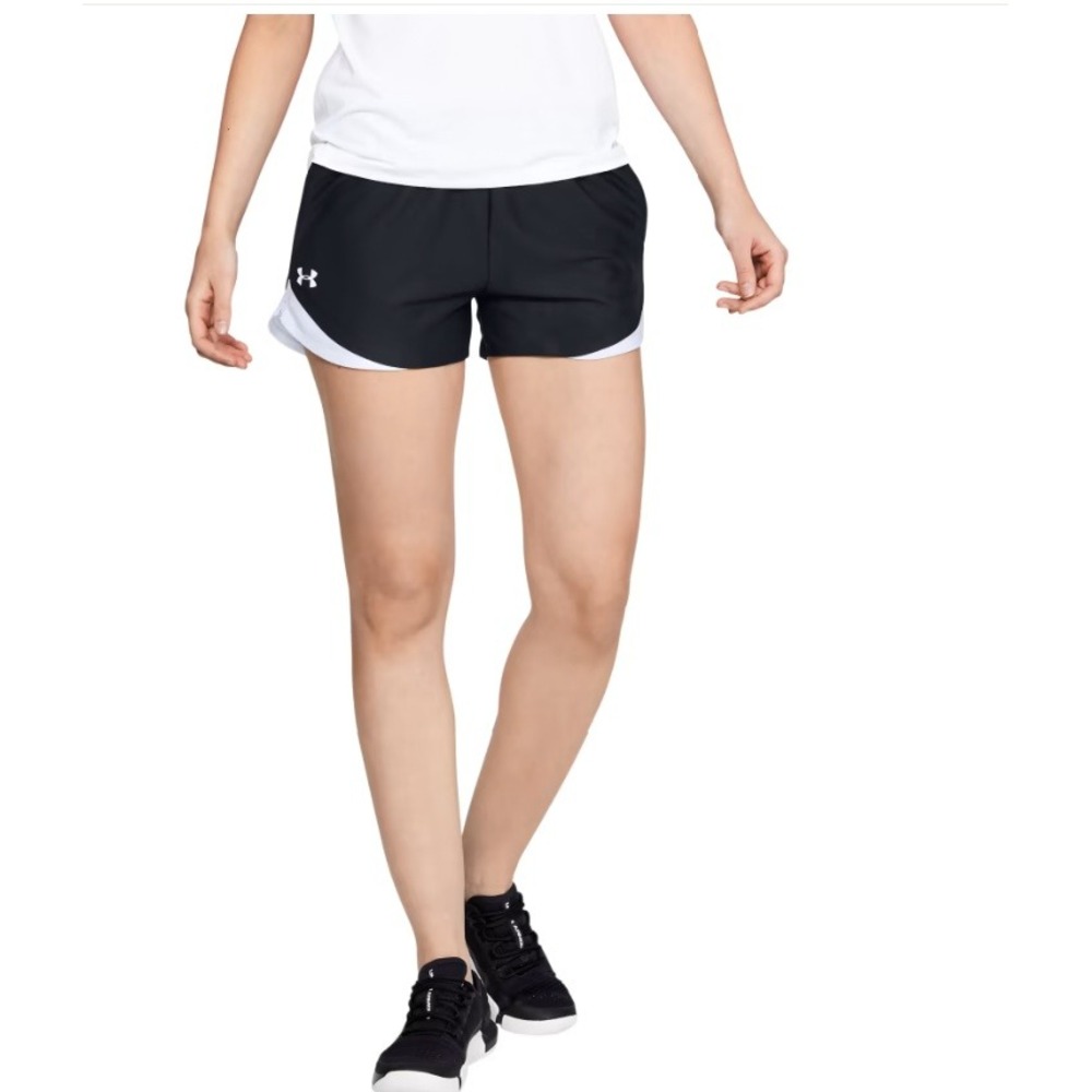 Under Armour Play Up Athletic Shorts Womens Small Black White Logo Pockets